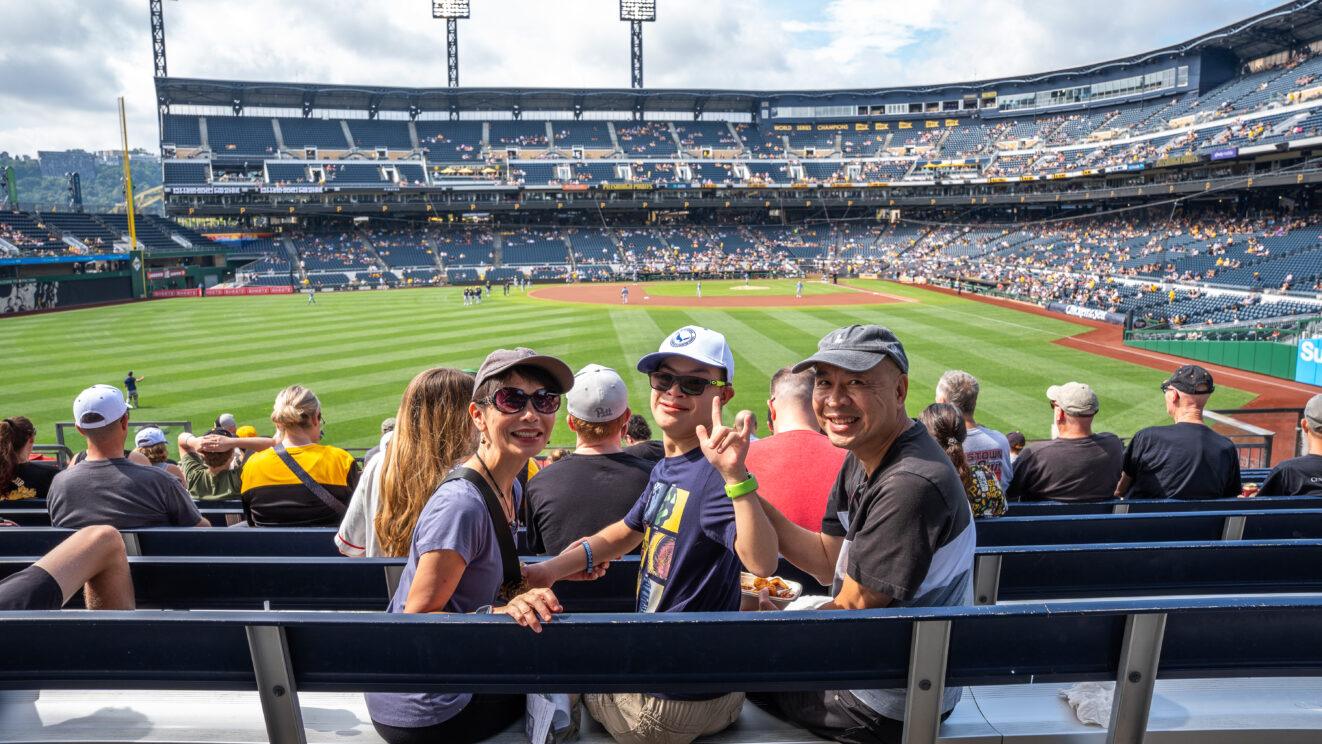 A PALCS family poses for a picture in the stands of PNC Park in Pittsburgh.